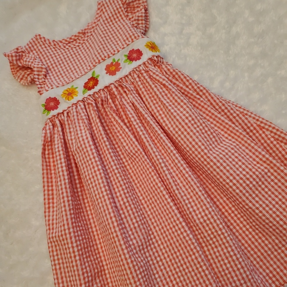 COPY - Cute coral and white gingham dress!